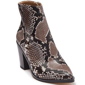 14th & Union Womens EUC Braxten Snake Embossed Vegan Block Heel Booties Size 7.5